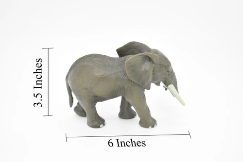 African Elephant, Loxodonta africana, Museum Quality, Hand Painted, Rubber Animal, Realistic Toy Figure, Model, Kids, Educational,  6 Inches. 