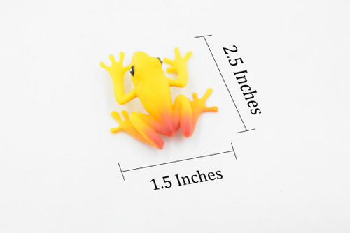 Golden Poison Dart Frog, Yellow and Red, Hand Painted, Amphibian, Hard Rubber, Realistic Frog, Toy, Kids, Educational, Gift,     2"
