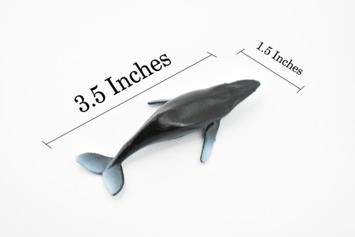 Humpback Whale, Endangered Marine Mammal, Hand Painted, Rubber, Educational Design, Figure, Diorama Model, Toy, Kids,  3 1/2 Inches. 