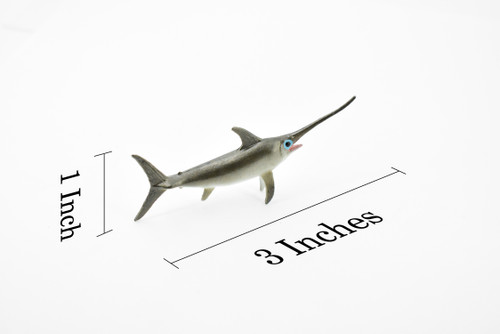 Swordfish, Broadbills, Billfish, Rubber Fish, Museum Quality, Hand Painted, Realistic Toy Figure, Diorama Model, Replica, Kids, Educational, 3 Inches. 