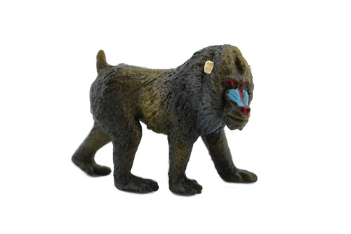 Mandrill, Baboons, Museum Quality, Hand Painted, Rubber Animal, Realistic Toy Figure, Diorama Model, Kids, Educational,  2 1/2 Inches.