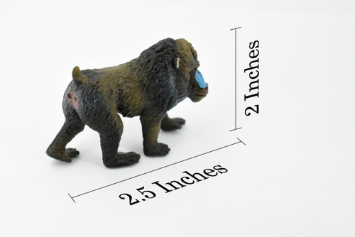 Mandrill, Baboons, Museum Quality, Hand Painted, Rubber Animal, Realistic Toy Figure, Diorama Model, Kids, Educational,  2 1/2 Inches.