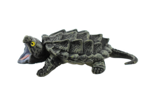 Alligator Snapping Turtle, Reptile, Hand Painted, Museum Quality, Educational, Realistic Toy Figure, Diorama Model, Kids,   2 1/2 Inches. 