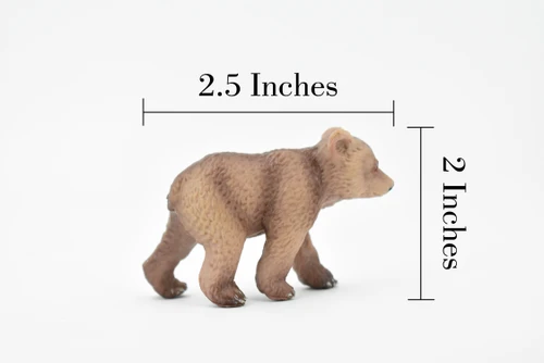 Brown Bear, Grizzly, Cub, Baby, Very Nice Design, Hand Painted, Educational, Rubber Animal, Realistic Toy Figure, Diorama Model, Kids, 2 1/2 Inches. 
