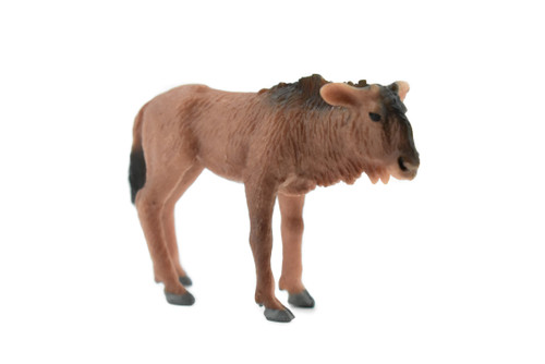 Wildebeest, Baby, Calf, Gnu, Rubber Animal, Hand Painted, Realistic Toy Figure, Model, Replica, Kids, Educational, Gift,        2 1/2"      CH179 BB113