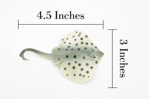 Sting Ray, Spotted Stingray, Museum Quality, Rubber Fish, Hand Painted, Realistic Toy Figure, Diorama Model, Replica, Kids, Educational,  4 1/2 Inches. 