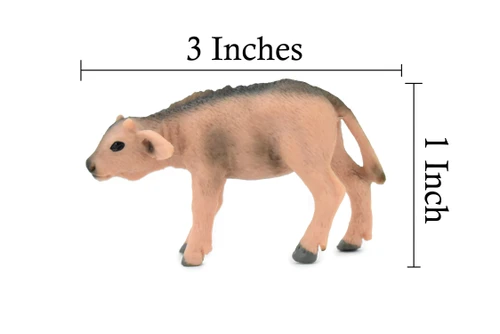 Buffalo, Baby, Bison Calf, Museum Quality, Hand Painted, Rubber Animal, Realistic Toy Figure, Diorama Model, Kids, Educational,  3 Inches.