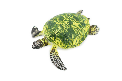 Turtle, Green Sea Turtle, Museum Quality, Hand Painted, Rubber  Reptile, Realistic Toy Figure, Model, Replica, Kids, Educational, Gift,    3"     CH249 BB123