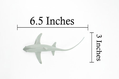 Thresher Shark, Whiptail shark, Museum Quality, Educational, Hand Painted, Rubber Fish, Realistic Toy Figure, Diorama Model, Replica, Kids,  6 1/2 Inches.