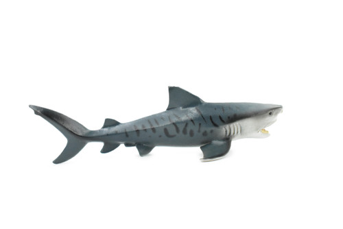 Tiger Shark, Baby, Pup, Museum Quality, Educational, Hand Painted, Rubber Fish, Realistic Toy Figure, Diorama Model, Replica, Kids, 6 Inches. 