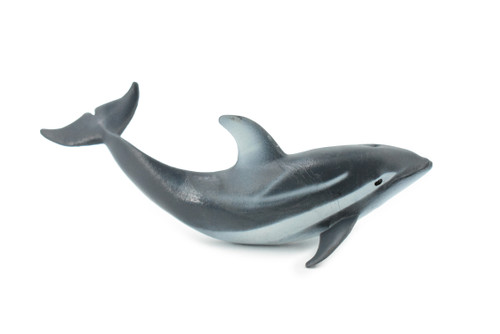 Dolphin, White Sided, Hand Painted, Rubber Marine Mammal, Realistic Toy Figure, Model, Replica, Kids, Educational, Gift,       5"      CH267 BB124