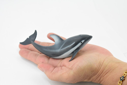 Dolphin, White Sided, Hand Painted, Rubber Marine Mammal, Realistic Toy Figure, Model, Replica, Kids, Educational, Gift,       5"      CH267 BB124
