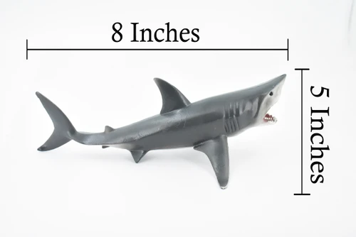 Great White, G.W. Shark, Museum Quality, Hand Painted, Educational, Rubber Fish, Diorama Model, Replica, Realistic Toy Figure, Kids,  8 Inches. 