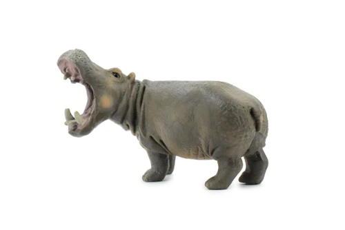 Hippo, Hippopotamus, Museum Quality, Hand Painted, Educational, Rubber Animal, Realistic Toy Figure, Diorama Model, Kids,  4 Inches.