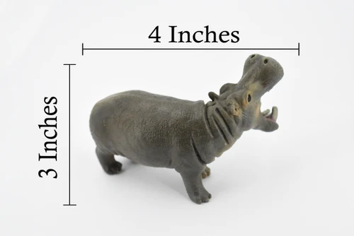 Hippo, Hippopotamus, Museum Quality, Hand Painted, Educational, Rubber Animal, Realistic Toy Figure, Diorama Model, Kids,  4 Inches.