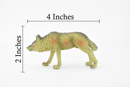 Wolf, Brown Timber Wolf, Museum Quality, Hand Painted, Rubber Animal, Educational, Realistic, Figure, Lifelike Figurine, Replica,  4 Inches. 