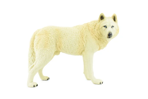 White Wolf, Arctic Timber Wolf, Museum Quality, Educational, Rubber Animal, Hand Painted, Realistic, Diorama Model, Toy, Kids, 7 Inches. 