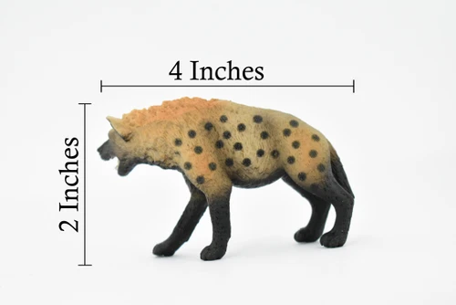 Hyena, Spotted, Hyaena, Museum Quality, Rubber Animal, Hand Painted, Realistic Toy Figure, Diorama Model, Kids, Educational,  4 Inches. 