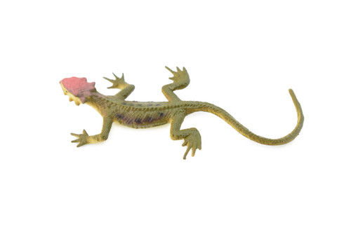 Lizard, Brown Lizard Red Spot on Head, Rubber Reptile Toy, Realistic Figure, Model, Replica, Kids, Educational, Gift,      3"      F6070 B380