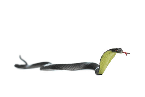 Cobra, Black and White Snake, Rubber Reptile, Educational, Realistic Hand Painted, Figure, Lifelike Model, Figurine, Replica,   9 Inches 
