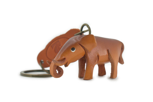 Elephant, Key Chain, Leather, Asian Elephant, Animal, Brown, Hand Made, Keychain, Thailand, Key Fob, Keys, Lifelike Model, Gift,     3"     THL03 BB69