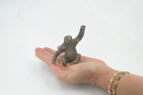 Three Toed Sloth, Primate, Arboreal mammal, Museum Quality, Educational, Hand Painted, Rubber Animal, Diorama Model, Kids, Toys, Gift,   4 Inches.