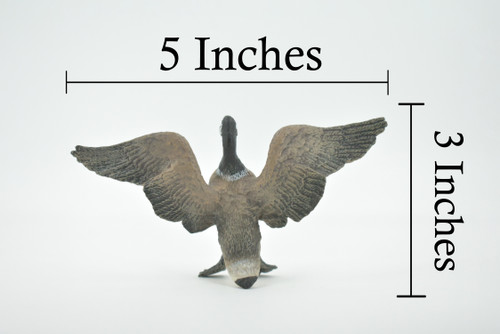 Canada Goose, Honker, Geese, Museum Quality, Educational, Hand Painted, Rubber Bird, Toy Figure, Lifelike Design, Diorama Model, Kids,  5 Inches. 