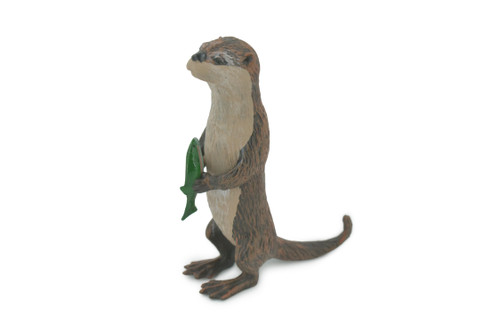 Otter, River Otter, North American, Museum Quality, Hand Painted, Rubber Animal, Realistic, Toy, Figure, Model, Replica, Kids, Educational, Gift,    5"    CH602 BB165 