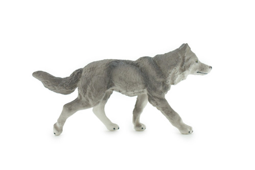 Wolf, Black and Gray, Timber Wolf, Museum Quality, Hand Painted, Rubber Animal, Educational, Realistic, Figure, Toy, Kids, Replica, Gift,        4 1/ 2 "     CH681 BB172