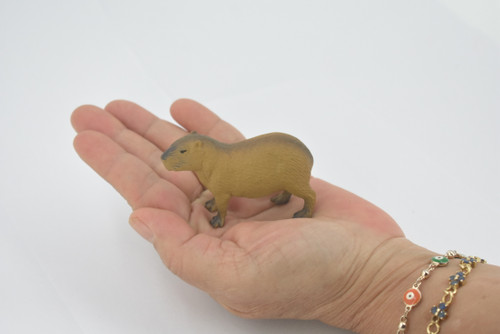 Capybara, Giant Cavy Rodent, Nutria, Baby, High Quality, Hand Painted, Rubber Animal, Realistic, Toy, Figure, Kids, Educational, Gift,       2 1/2"     CH693 BB173   