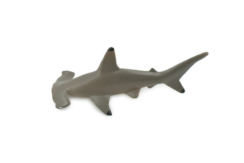 Shark, Scalloped Hammerhead Shark, High Quality, Hand Painted, Realistic, Rubber, Fish, Figure, Model, Toy, Kids, Educational, Gift,     3 1/2"   CH700 BB174 