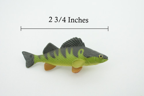 Yellow Perch, Hand Painted, Educational, Rubber Fish, Realistic Figure, Lifelike Model, Figurine, Replica, Gift,      2 3/4"    SF14 B31   