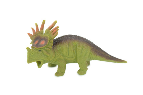Dinosaur, Triceratops, Stretchable, Squishy, Squeezable, Very nice Soft Rubber Reptile, Educational, Realistic, Hand Painted, Figure, Gift, 6" US11 B59