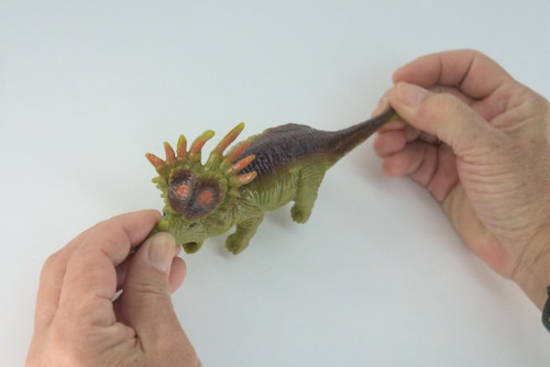 Dinosaur, Triceratops, Stretchable, Squishy, Squeezable, Very nice Soft Rubber Reptile, Educational, Realistic, Hand Painted, Figure,  Gift,    6"     US11 B59