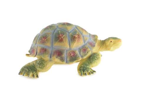 Tortoise, High Quality, Soft Rubber Turtle, Hand Painted, Realistic Reptile, Toy Figure, Model, Replica, Kids, Educational,  12 Inches Long, 6 Inches Tall.