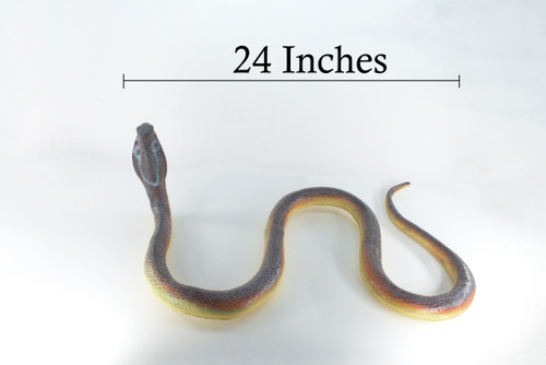 Cobra, Very Large, Hand Painted, Museum Quality, Soft Rubber Snake, Realistic Reptile, Model, Replica, Educational,  24 Inches, 7inches Tall.