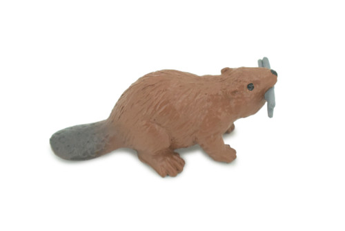 Beaver, Reddish Brown Castor, Very Nice Rubber Animal, Educational, Realistic Figure, Lifelike Model, Figurine, Toy, Kids, Gift, 2 1/4 Inches. F3538 B138