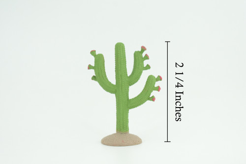 Saguaro Cactus, Pink Flowers, Columnar, Rubber, Educational, Desert Cactus, Realistic Figure, Model, Replica, Kids, Toys, Gift, 2 Inches. SF78 B103