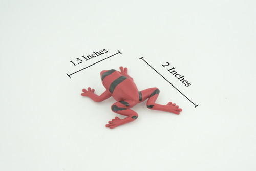 Red and black striped frog, Hand Painted, Educational, Rubber Amphibian, Realistic Figure, Lifelike, Toys, Kids, Gift, 2 Inches. CWG312 B48 