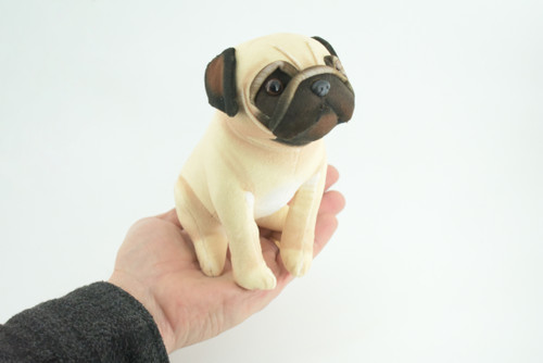 Pug Dog, Stuffed Animal Sitting, Plush Puppy, K9, Canine, Cute, Realistic Figure, Educational, Toy, Kids, Gift, 6 1/2 Inches, WR30 BB227