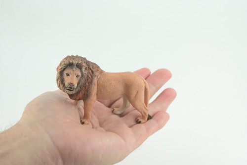 African Male Lion, Cat, King, Museum Quality, Hand Painted, Rubber, Realistic, Realistic Animal, Diorama, Toy, Kids, Gift, 4 Inches. CH782 BB182