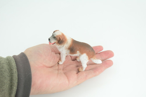 Saint Bernard Dog, Very Nice Quality, Hand Painted, Educational, Rubber Canine, Realistic, K9, Diorama, Toys, Kids, Gift, 4 Inches. CH795 BB187