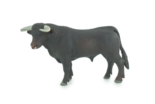 Bull, Cattle Bovidae, Museum Quality, Hand Painted, Educational, Mexican, Fighting, Rubber, Realistic Cow, Figure, Toys, Kids, Gift, 5 Inches. CH796 BB187