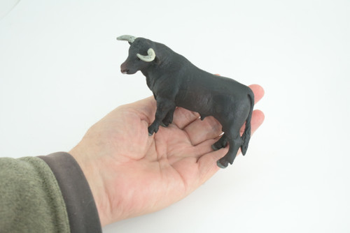 Bull, Cattle Bovidae, Museum Quality, Hand Painted, Educational, Mexican, Fighting, Rubber, Realistic Cow, Figure, Toys, Kids, Gift, 5 Inches. CH796 BB187