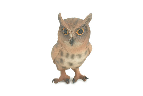 Great Horned Owl, Museum Quality, Educational, Hand Painted, Realistic, Rubber, Bird, Realistic, Diorama, Toy, Kids, Gift, 4 1/2 Inches. CH811 BB189