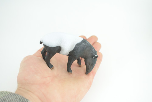 Tapir, Malayan tapir, Hand Painted, Museum Quality, Rubber Animal, Educational, Realistic Figure, Toy, Kids, Replica, Gift, 3 1/2 Inches. CH941 BB207
