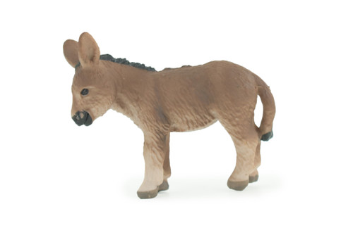 Donkey Baby, Burro Foal, Hand Painted, Museum Quality, Rubber Animal, Educational, Realistic Figure, Toy, Kids, Replica, Gift, 2 3/4 Inches. CH942 BB208