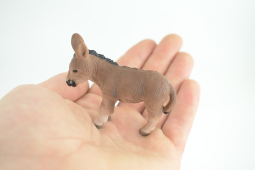 Donkey Baby, Burro Foal, Hand Painted, Museum Quality, Rubber Animal, Educational, Realistic Figure, Toy, Kids, Replica, Gift, 2 3/4 Inches. CH942 BB208