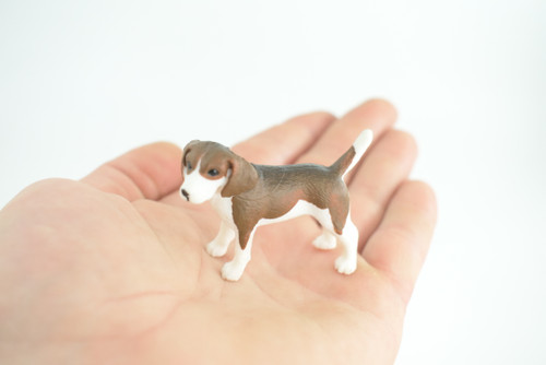 Beagle Dog, Hand Painted, Educational, Museum Quality, Rubber Canine, K9, Realistic, Diorama, Figure, Toys, Kids, Gift, 2 1/2 Inches. CH958 BB209