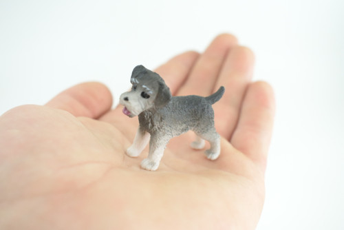 Schnauzer Dog Puppy, Hand Painted, Educational, Museum Quality, Rubber Canine, K9, Realistic, Diorama, Figure, Toys, Kids, Gift, 2 Inches. CH961 BB209